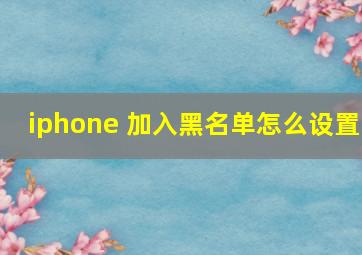 iphone 加入黑名单怎么设置